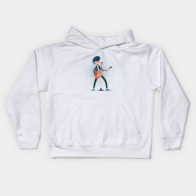 Cartoon rock guitarist Kids Hoodie by Agor2012